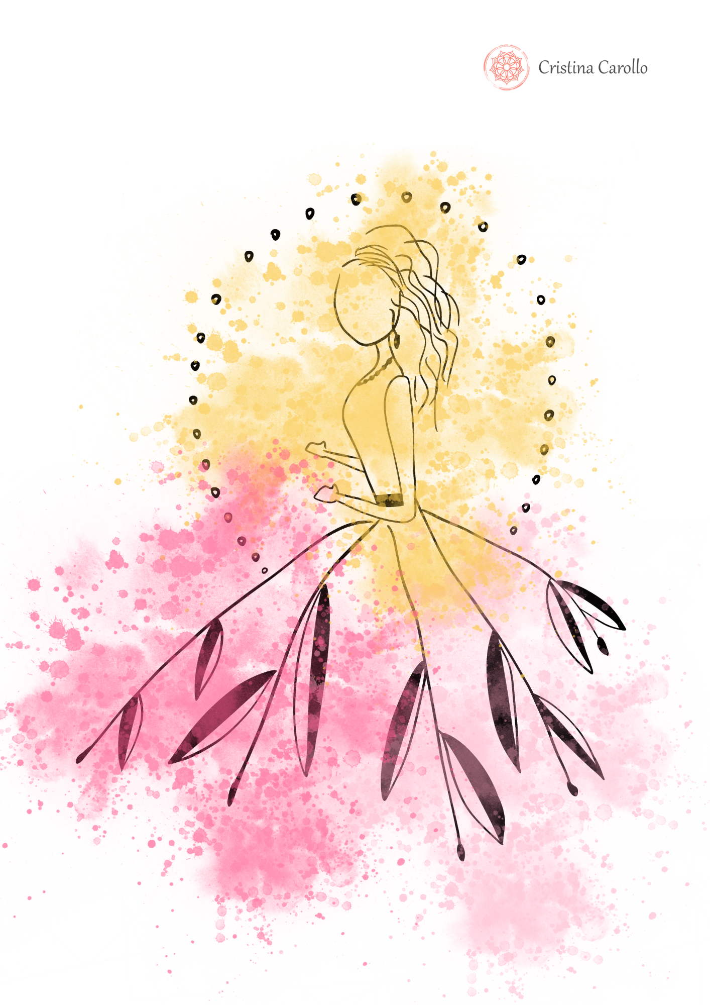 Coral Minimalist Woman Line Art Poster